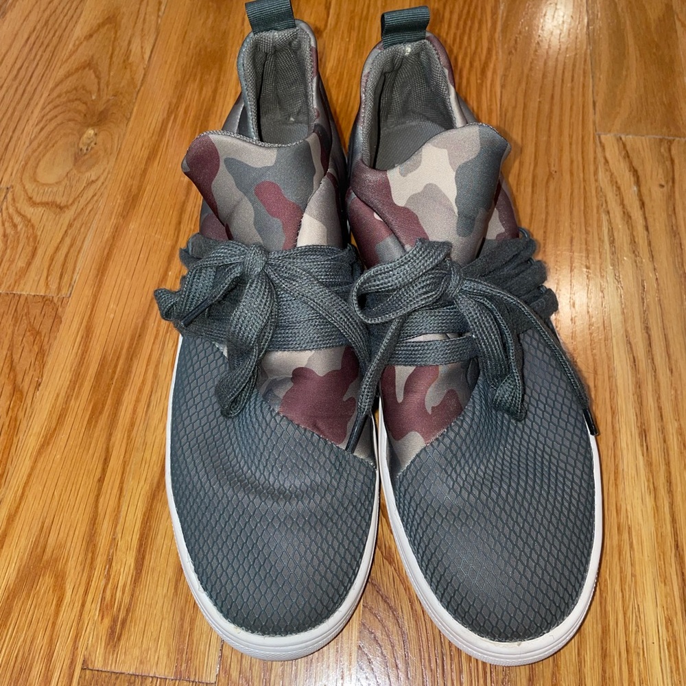 Green camo sneakers